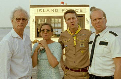 Moonrise Kingdom, Bruce Willis, Edward Norton, Bill Murray y Frances McDormand